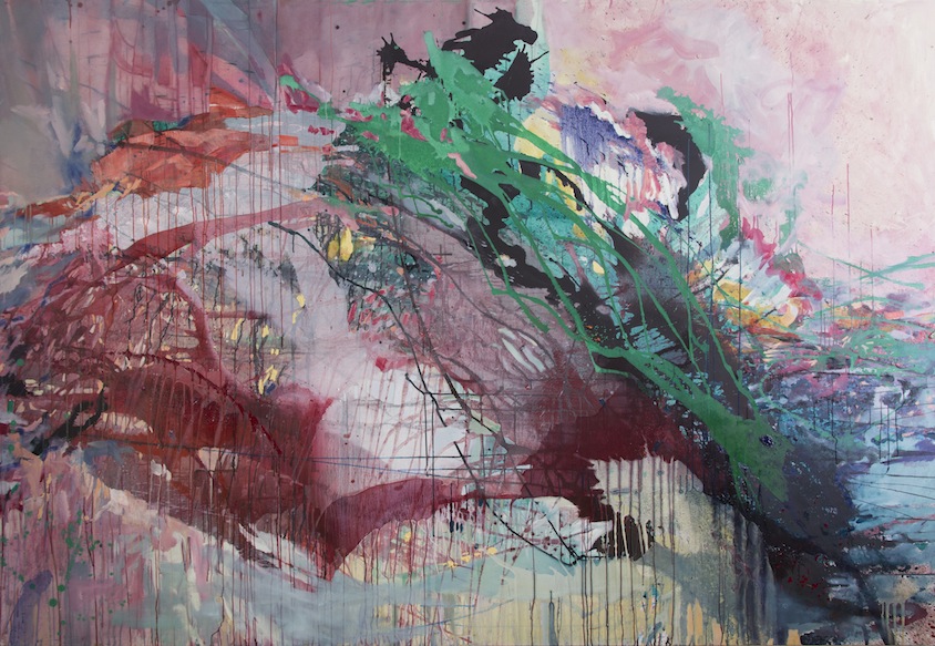 Annette Kufner: 2017, Ich hab den Geschmack immer noch auf der Zunge, Öl auf Leinwand, 200 x 300 cm

